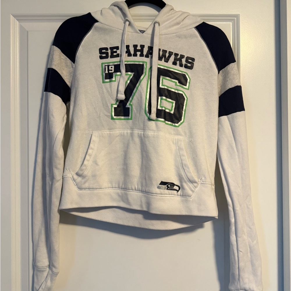 PINK Victoria's Secret White and Navy Seahawks Hoodie